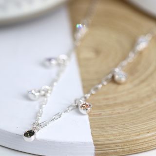 Silver Plated Multi Crystal Drop Chain Necklace by Peace of Mind